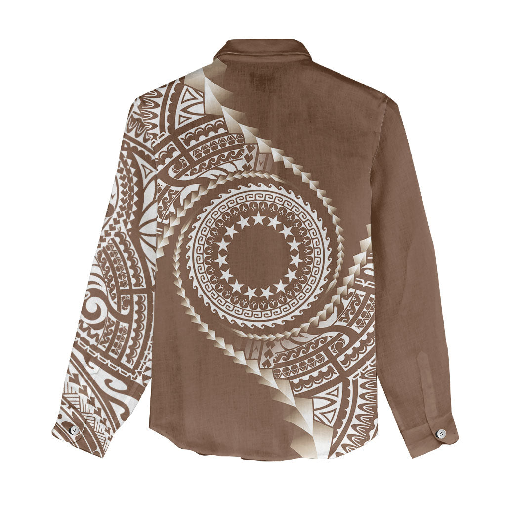 Cook Islands Gospel Day Women Casual Shirt Brown Tribal Curves LT05 - Polynesian Pride