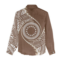 Cook Islands Gospel Day Women Casual Shirt Brown Tribal Curves LT05 - Polynesian Pride