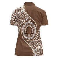 Cook Islands Gospel Day Women Polo Shirt Brown Tribal Curves LT05 - Polynesian Pride