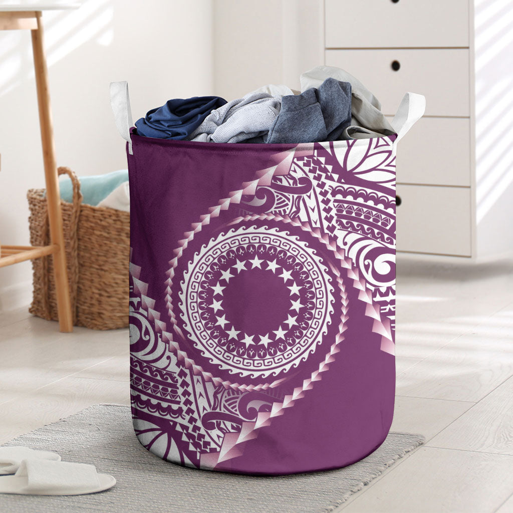 Cook Islands Gospel Day Laundry Basket Maroon Tribal Curves LT05 Maroon - Polynesian Pride
