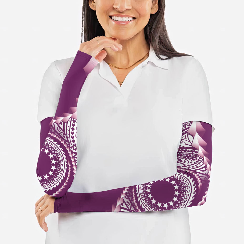 Cook Islands Gospel Day Arm Sleeves Maroon Tribal Curves LT05 - Polynesian Pride