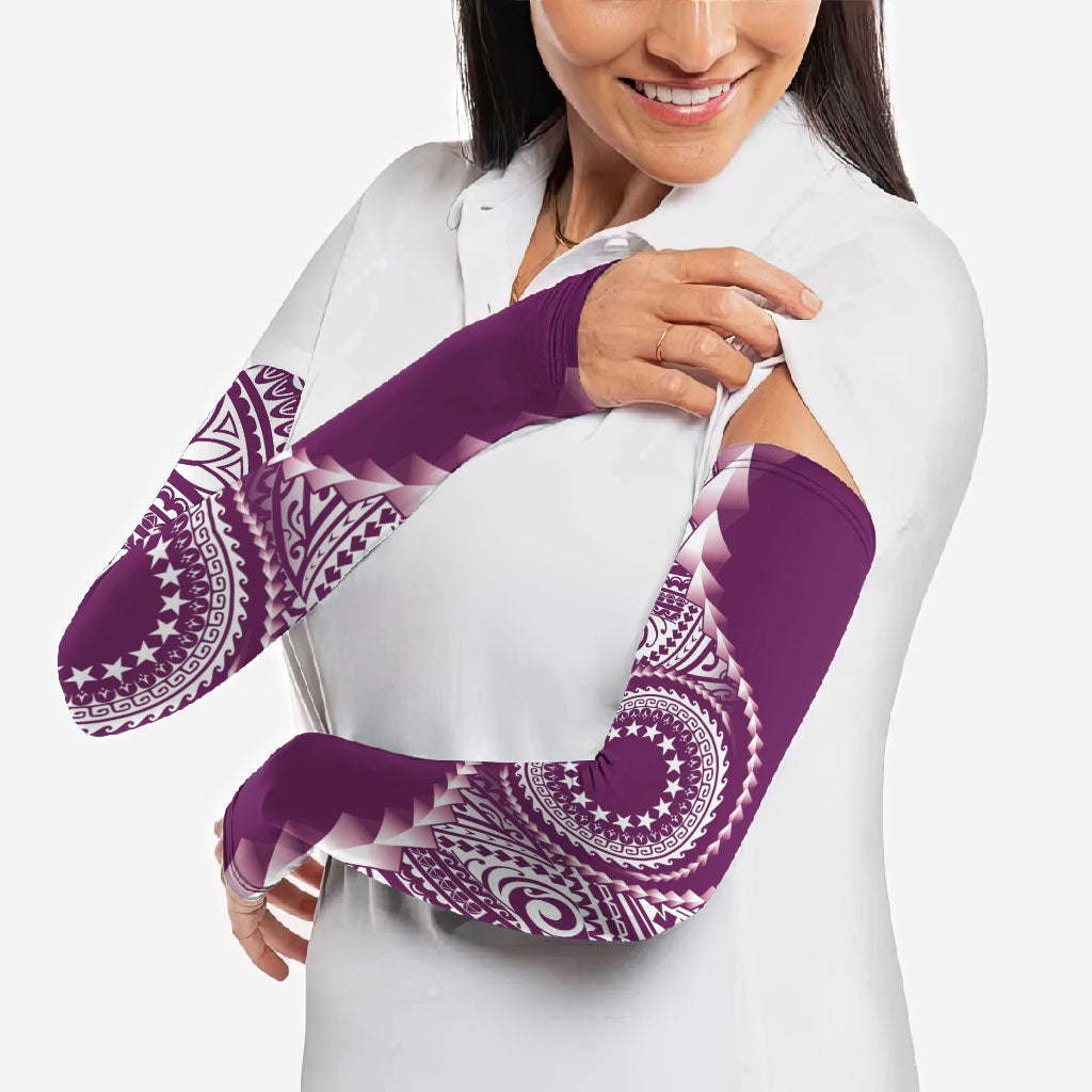 Cook Islands Gospel Day Arm Sleeves Maroon Tribal Curves LT05 - Polynesian Pride