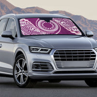 Cook Islands Gospel Day Auto Sun Shade Maroon Tribal Curves LT05 - Polynesian Pride