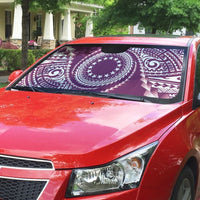 Cook Islands Gospel Day Auto Sun Shade Maroon Tribal Curves LT05 - Polynesian Pride