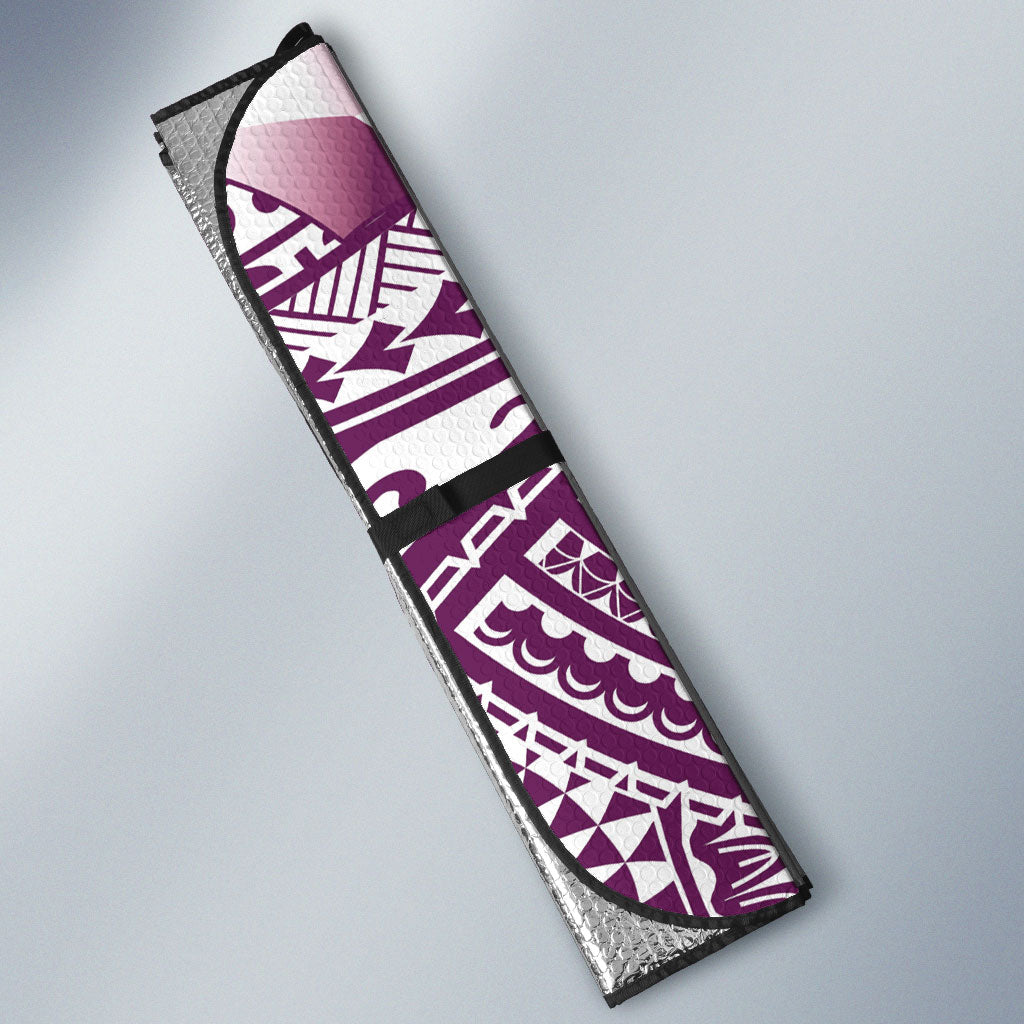 Cook Islands Gospel Day Auto Sun Shade Maroon Tribal Curves LT05 - Polynesian Pride