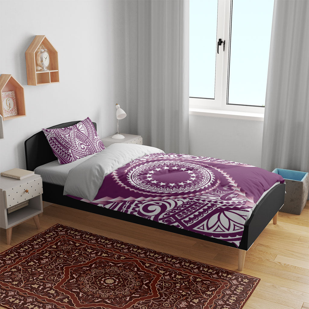 Cook Islands Gospel Day Bedding Set Maroon Tribal Curves