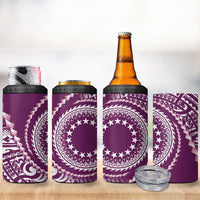 Cook Islands Gospel Day 4 in 1 Can Cooler Tumbler Maroon Tribal Curves LT05 - Polynesian Pride