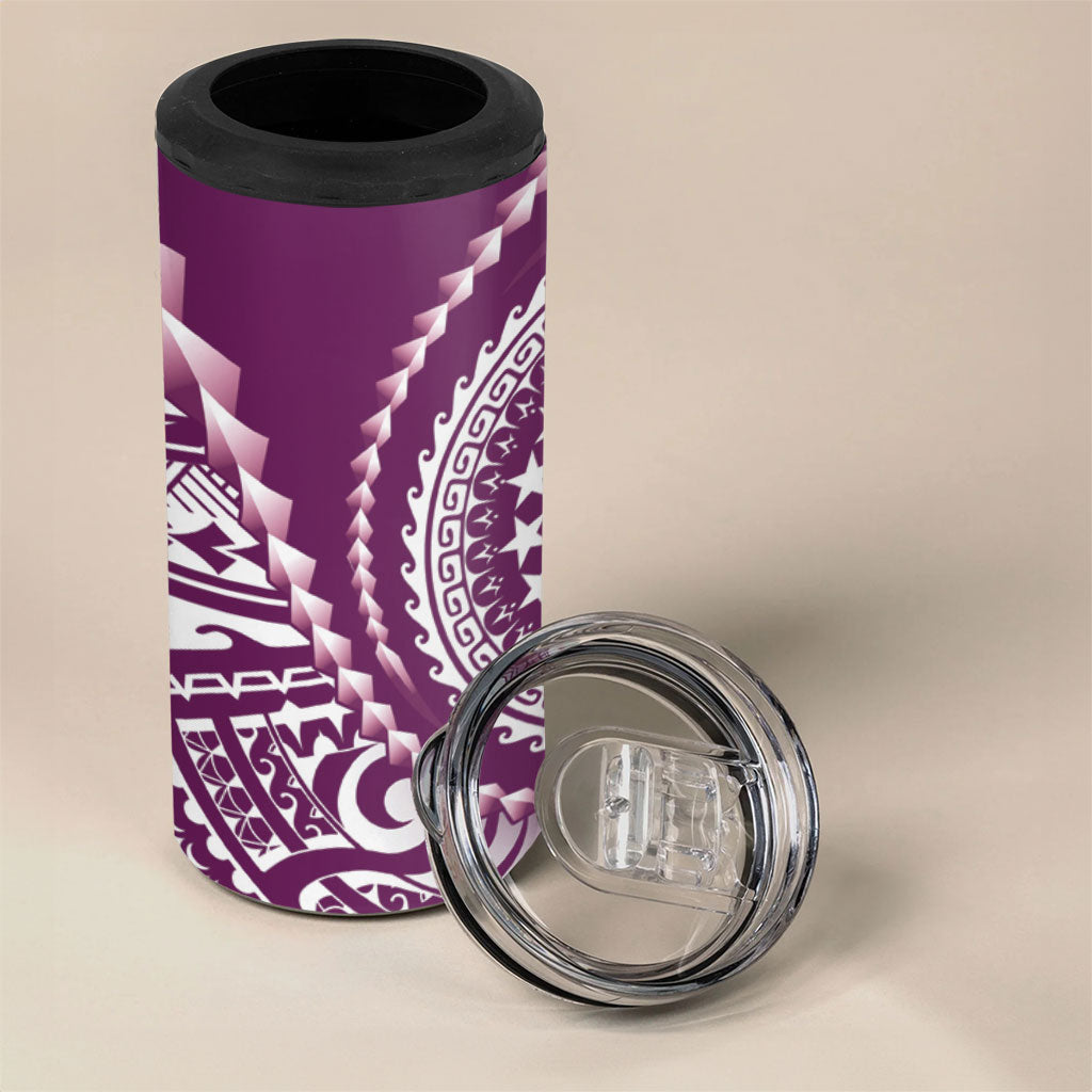 Cook Islands Gospel Day 4 in 1 Can Cooler Tumbler Maroon Tribal Curves LT05 - Polynesian Pride