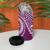 Cook Islands Gospel Day 4 in 1 Can Cooler Tumbler Maroon Tribal Curves LT05 - Polynesian Pride