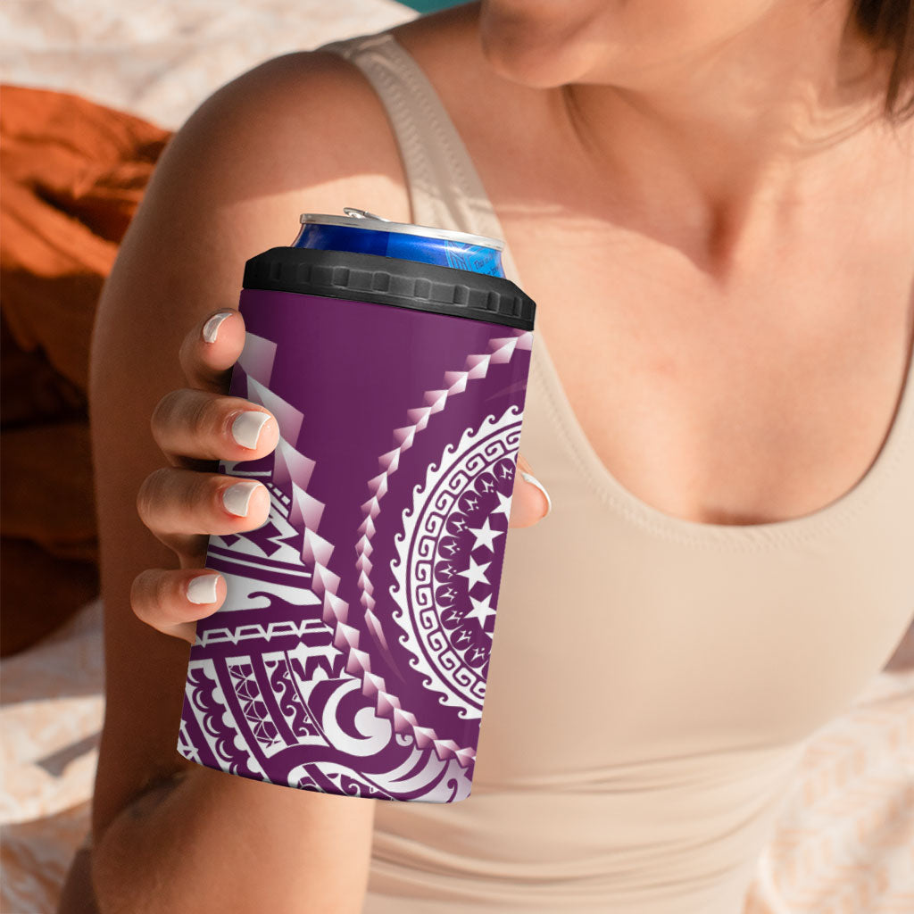 Cook Islands Gospel Day 4 in 1 Can Cooler Tumbler Maroon Tribal Curves LT05 - Polynesian Pride