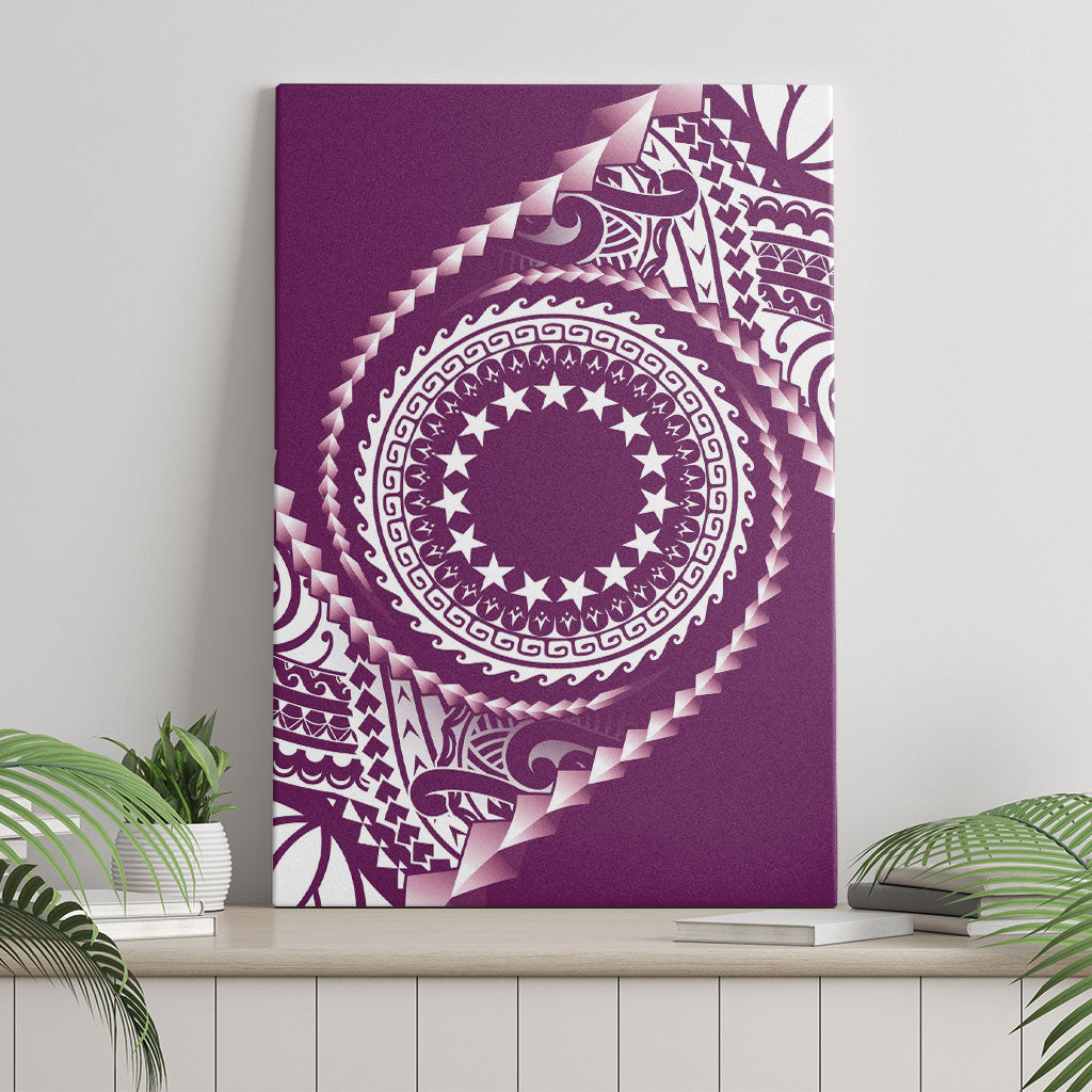 Cook Islands Gospel Day Canvas Wall Art Maroon Tribal Curves LT05 - Polynesian Pride