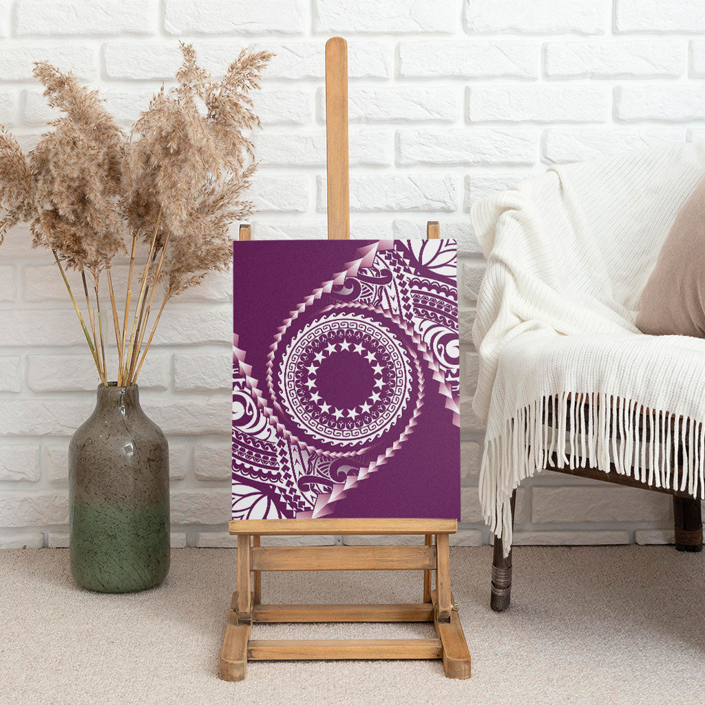 Cook Islands Gospel Day Canvas Wall Art Maroon Tribal Curves LT05 - Polynesian Pride