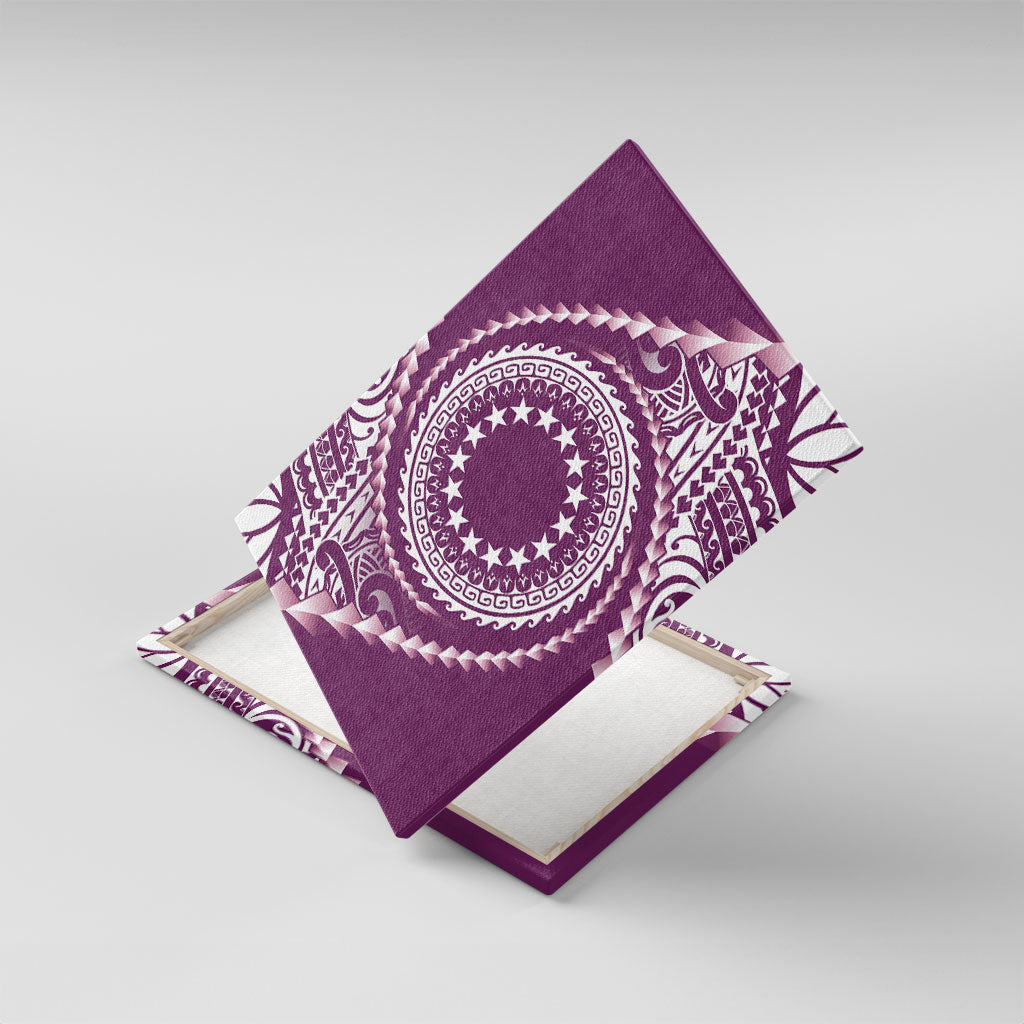 Cook Islands Gospel Day Canvas Wall Art Maroon Tribal Curves LT05 With Frame Maroon - Polynesian Pride