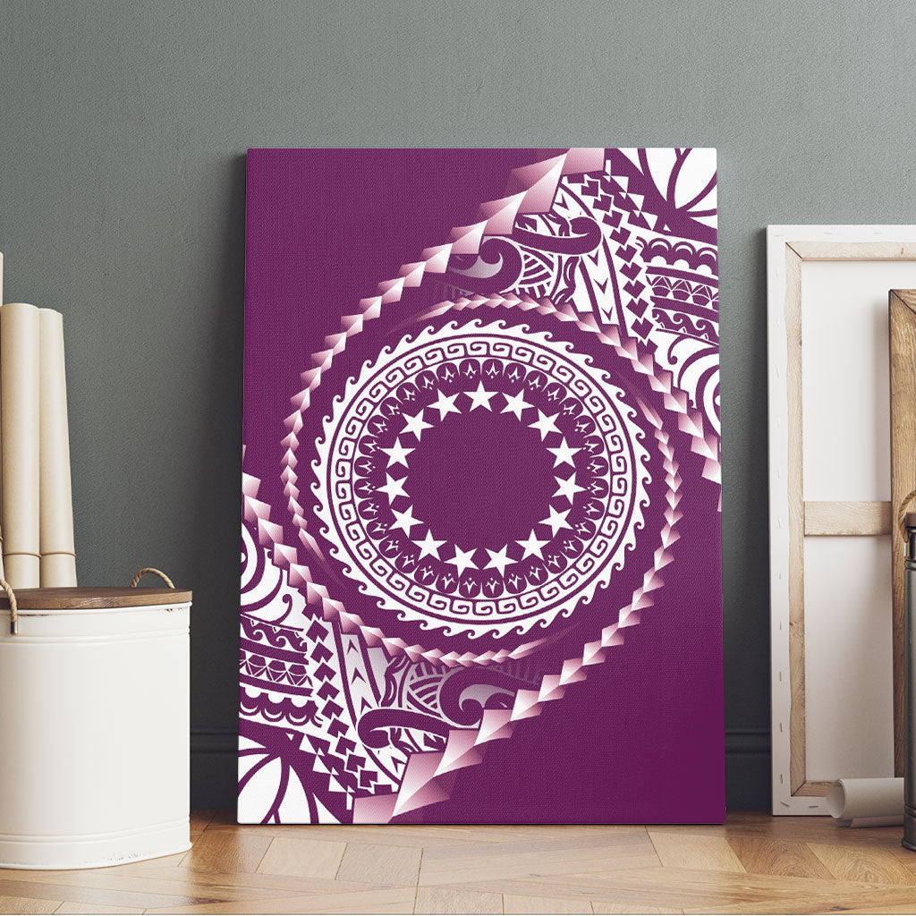 Cook Islands Gospel Day Canvas Wall Art Maroon Tribal Curves LT05 - Polynesian Pride