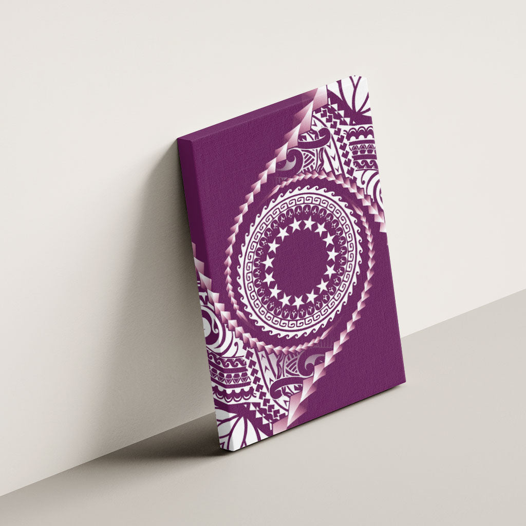 Cook Islands Gospel Day Canvas Wall Art Maroon Tribal Curves LT05 - Polynesian Pride