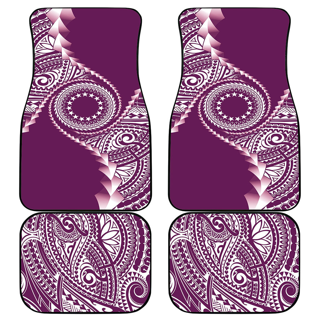 Cook Islands Gospel Day Car Mats Maroon Tribal Curves LT05 - Polynesian Pride