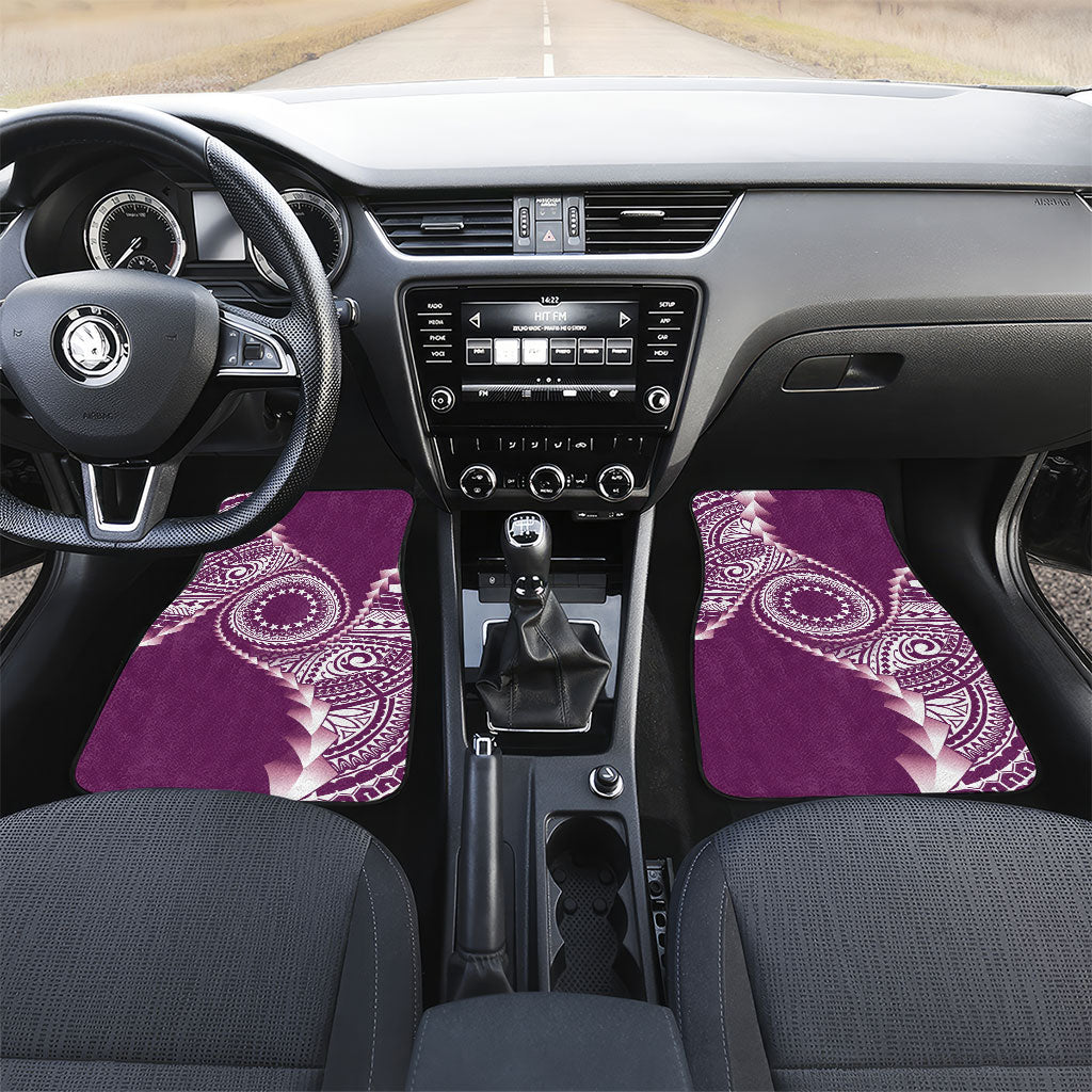 Cook Islands Gospel Day Car Mats Maroon Tribal Curves LT05 Set 2pcs - Front Maroon - Polynesian Pride