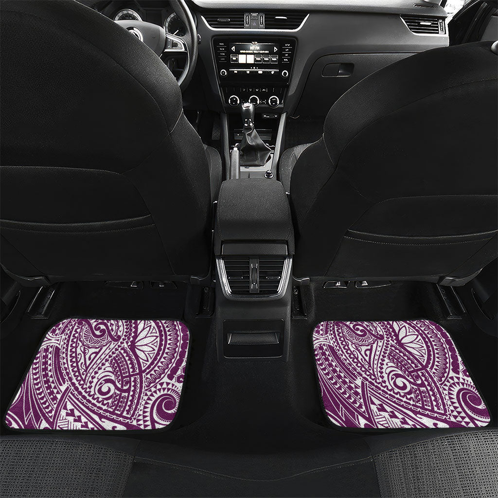 Cook Islands Gospel Day Car Mats Maroon Tribal Curves LT05 Set 2pcs - Back Maroon - Polynesian Pride