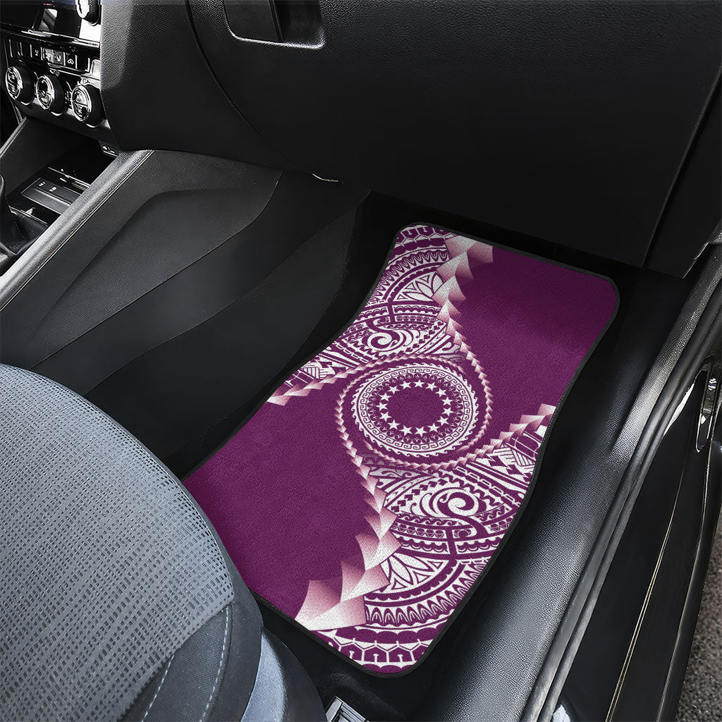 Cook Islands Gospel Day Car Mats Maroon Tribal Curves LT05 - Polynesian Pride