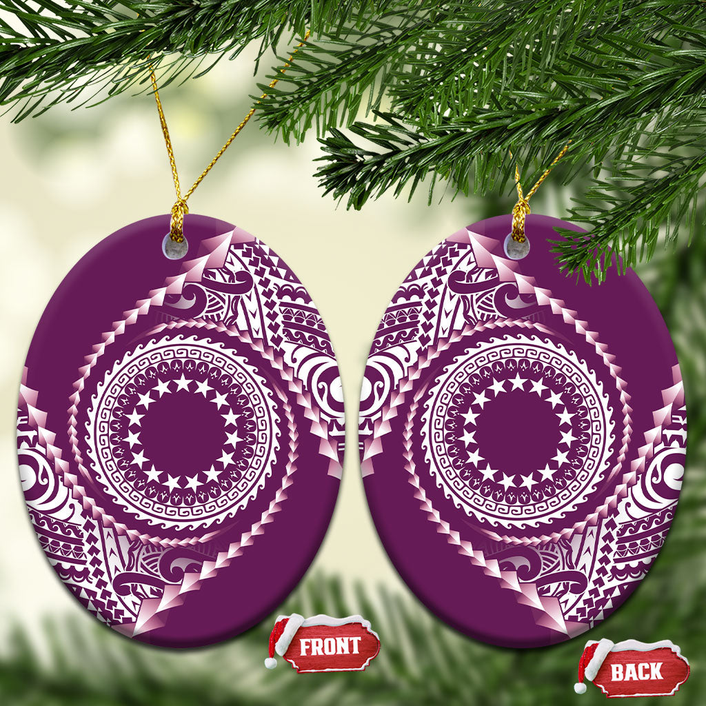 Cook Islands Gospel Day Ceramic Ornament Maroon Tribal Curves