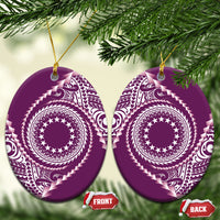 Cook Islands Gospel Day Ceramic Ornament Maroon Tribal Curves