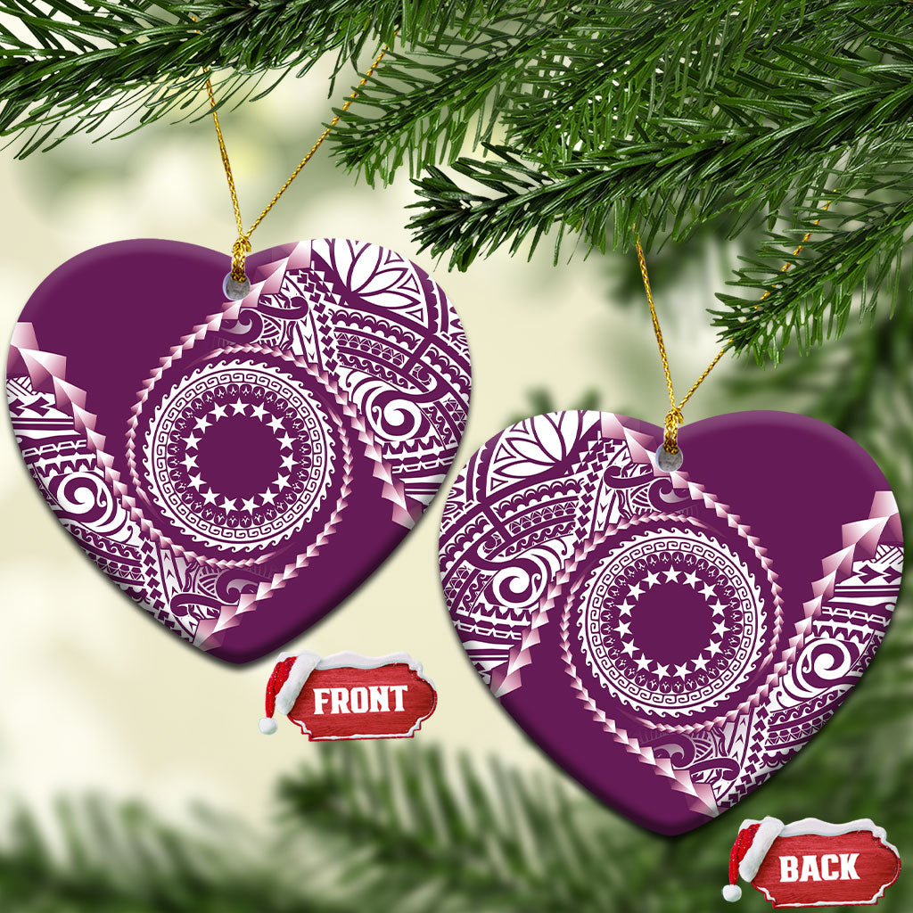 Cook Islands Gospel Day Ceramic Ornament Maroon Tribal Curves