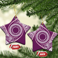 Cook Islands Gospel Day Ceramic Ornament Maroon Tribal Curves