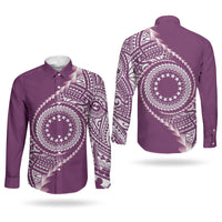 Cook Islands Gospel Day Couples Matching Mermaid Dress and Long Sleeve Button Shirt Maroon Tribal Curves LT05 - Polynesian Pride