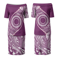 Cook Islands Gospel Day Couples Matching Puletasi and Hawaiian Shirt Maroon Tribal Curves LT05 - Polynesian Pride