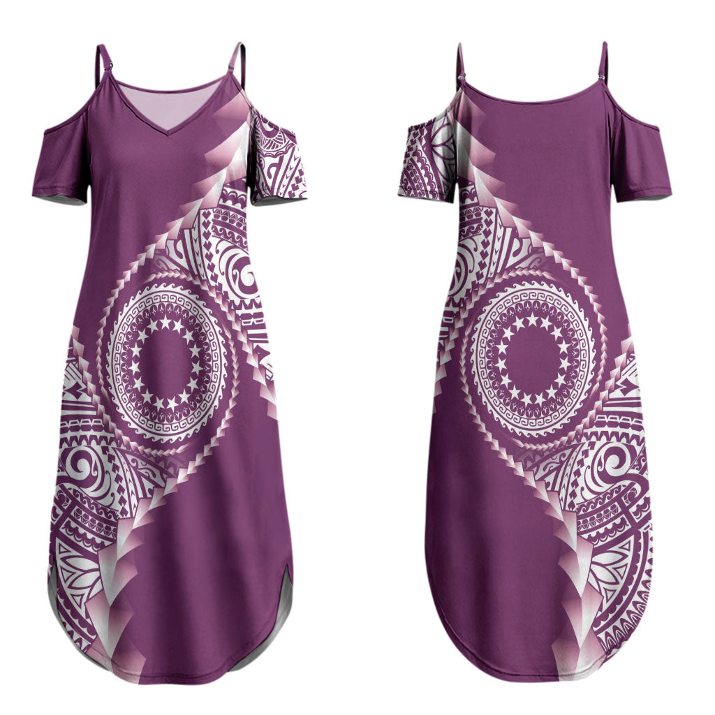 Cook Islands Gospel Day Couples Matching Summer Maxi Dress and Long Sleeve Button Shirt Maroon Tribal Curves LT05 - Polynesian Pride