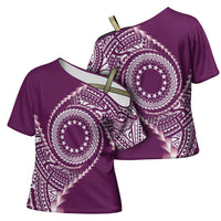 Cook Islands Gospel Day Cross Shoulder Shirt Maroon Tribal Curves LT05 - Polynesian Pride