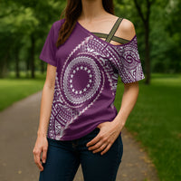 Cook Islands Gospel Day Cross Shoulder Shirt Maroon Tribal Curves LT05 - Polynesian Pride