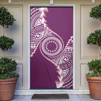 Cook Islands Gospel Day Door Cover Maroon Tribal Curves LT05 Maroon - Polynesian Pride