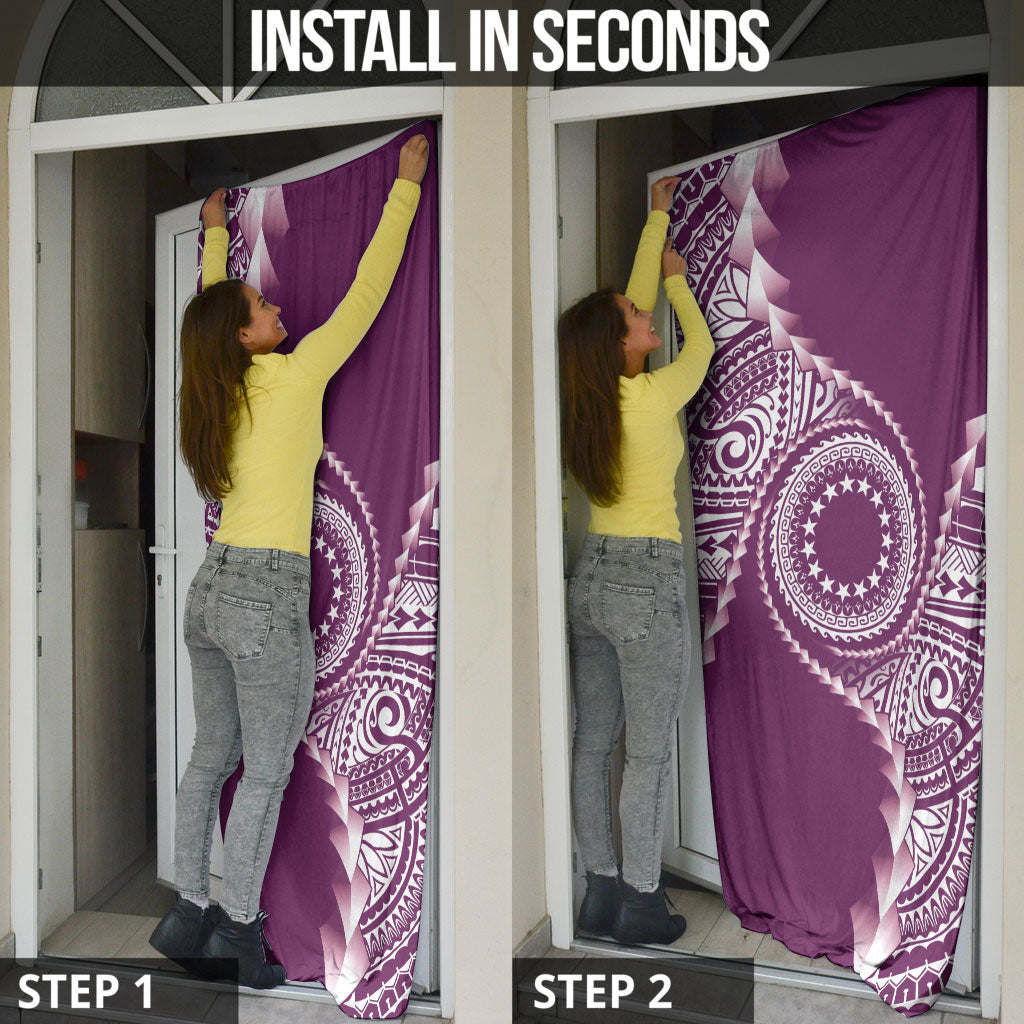 Cook Islands Gospel Day Door Cover Maroon Tribal Curves LT05 - Polynesian Pride