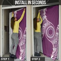 Cook Islands Gospel Day Door Cover Maroon Tribal Curves LT05 - Polynesian Pride