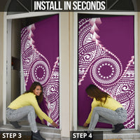 Cook Islands Gospel Day Door Cover Maroon Tribal Curves LT05 - Polynesian Pride