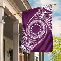 Cook Islands Gospel Day Garden Flag Maroon Tribal Curves LT05 House Flag Maroon - Polynesian Pride