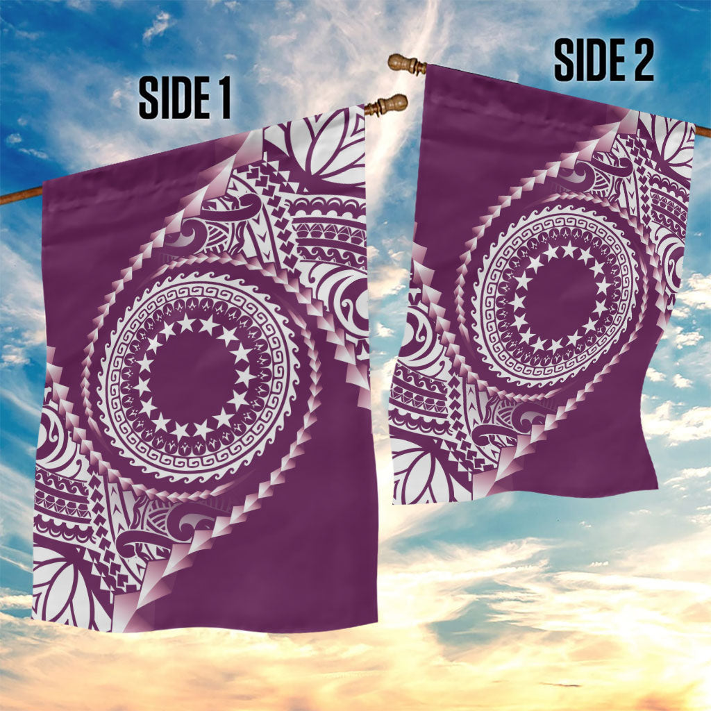 Cook Islands Gospel Day Garden Flag Maroon Tribal Curves LT05 - Polynesian Pride