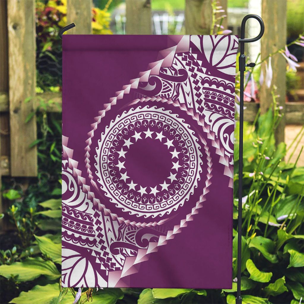 Cook Islands Gospel Day Garden Flag Maroon Tribal Curves LT05 Garden Flag Maroon - Polynesian Pride