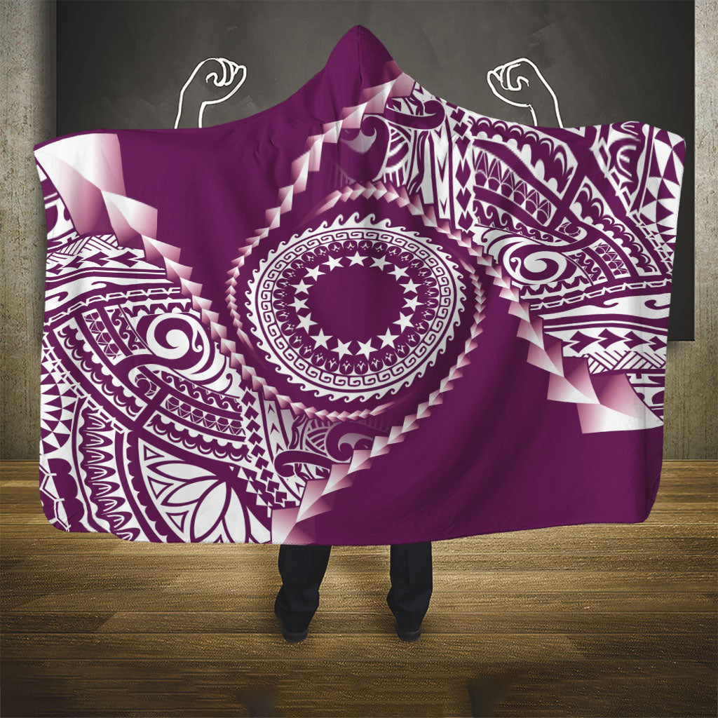 Cook Islands Gospel Day Hooded Blanket Maroon Tribal Curves LT05 - Polynesian Pride