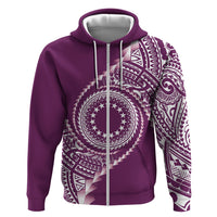 Cook Islands Gospel Day Hoodie Maroon Tribal Curves LT05 Zip Hoodie Maroon - Polynesian Pride