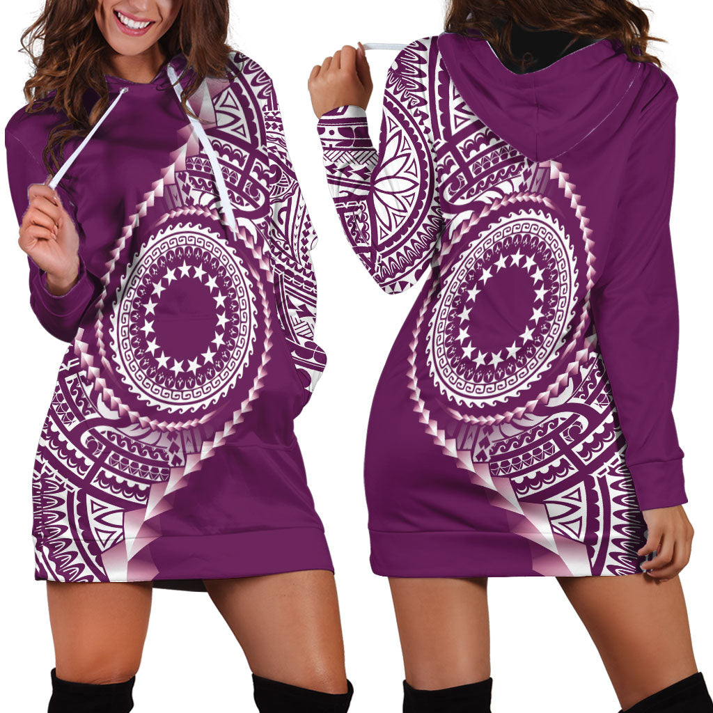Cook Islands Gospel Day Hoodie Dress Maroon Tribal Curves LT05 - Polynesian Pride
