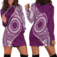 Cook Islands Gospel Day Hoodie Dress Maroon Tribal Curves LT05 - Polynesian Pride