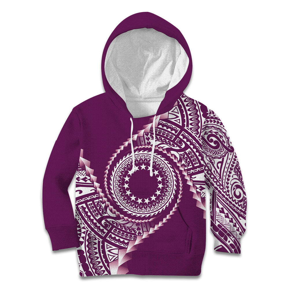 Cook Islands Gospel Day Kid Hoodie Maroon Tribal Curves LT05 Hoodie Maroon - Polynesian Pride