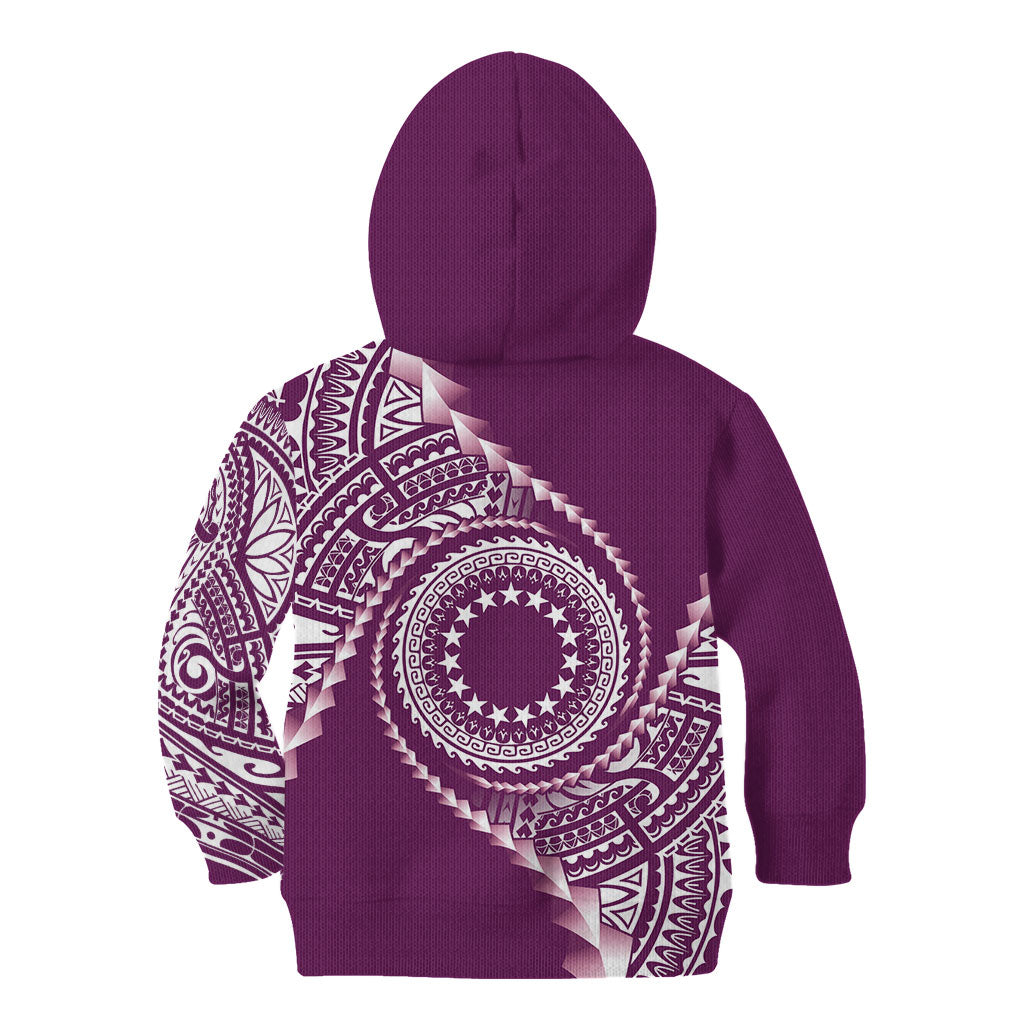 Cook Islands Gospel Day Kid Hoodie Maroon Tribal Curves LT05 - Polynesian Pride