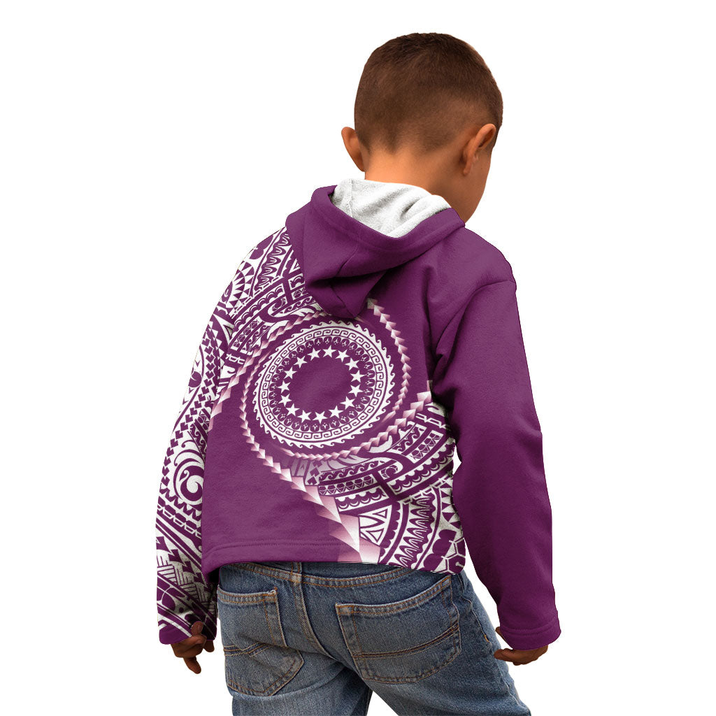 Cook Islands Gospel Day Kid Hoodie Maroon Tribal Curves LT05 - Polynesian Pride