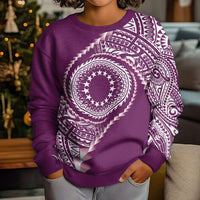 Cook Islands Gospel Day Kid Ugly Christmas Sweater Maroon Tribal Curves LT05 - Polynesian Pride