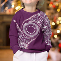 Cook Islands Gospel Day Kid Ugly Christmas Sweater Maroon Tribal Curves LT05 - Polynesian Pride