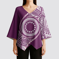 Cook Islands Gospel Day Kimono Sleeve Blouse Maroon Tribal Curves LT05 - Polynesian Pride