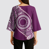 Cook Islands Gospel Day Kimono Sleeve Blouse Maroon Tribal Curves LT05 - Polynesian Pride